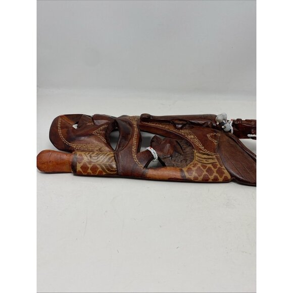 Vintage African Art Maasai Hand Carved Wood Mask Kenya 2 Faces & Elephant Beads - Picture 10 of 10